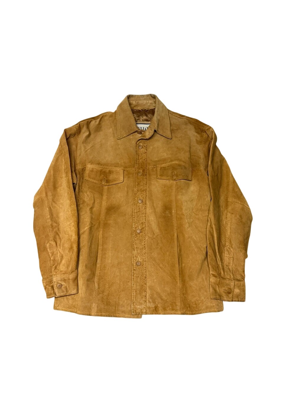 Vintage 90s M. Julian Wilsons Leather Mens Small Brown Suede Shirt Button Front